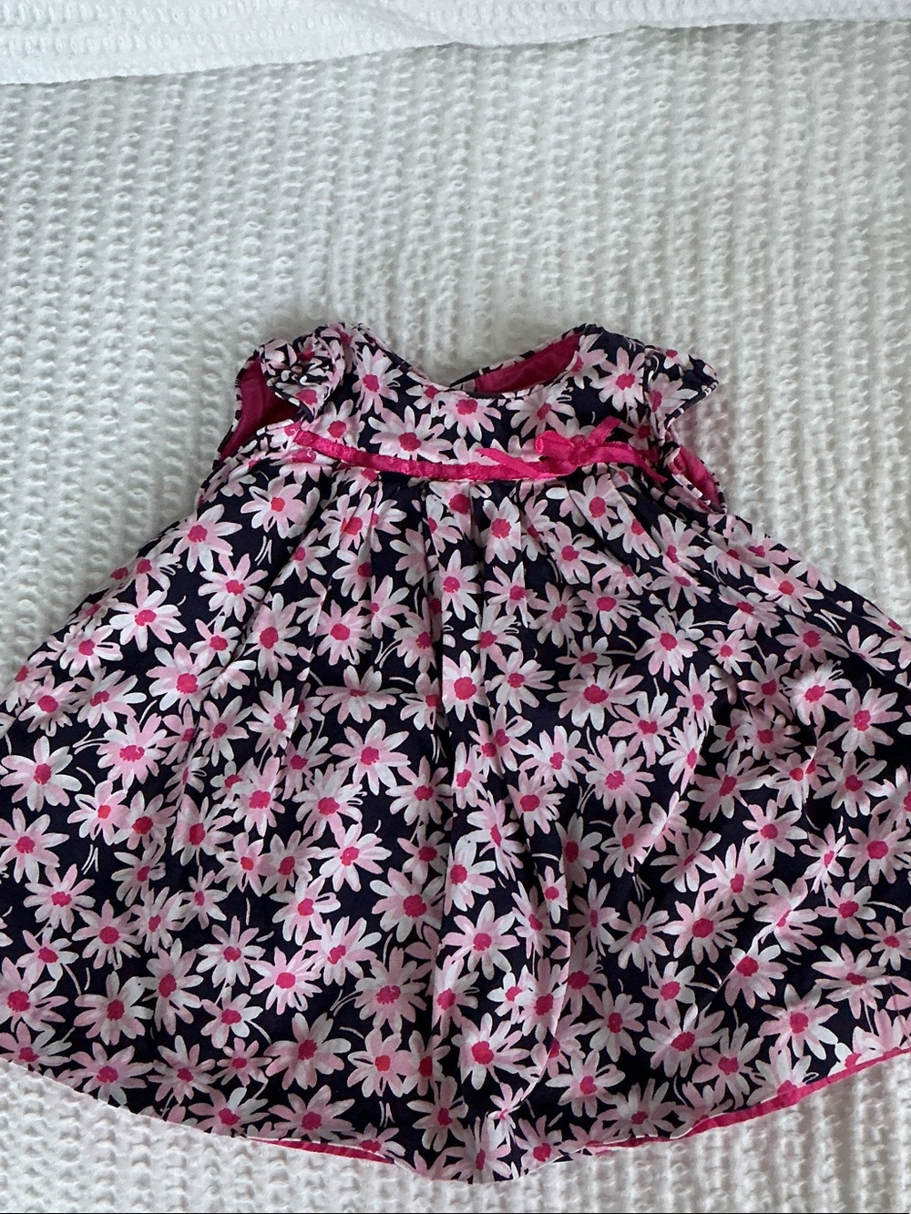 Place Navy and Pink Floral Baby Dress